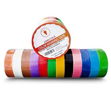 Colored Masking Tape Crafts Labeling Tape | 12 Pack Variety - Rainbow Colors | Fun for Kids Crafts Writable Tape Multi Color Tapes DIY All Ages | Home Decor Vibrant Color Tape - by Jaze Supply Co.