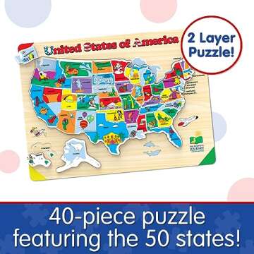 The Learning Journey Lift & Learn Puzzle - USA Map Puzzle for Kids - Preschool Toys & Gifts for Boys & Girls Ages 3 and Up - United States Puzzle for Kids - Award Winning Toys