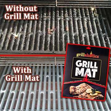 Grillaholics Heavy Duty Grill Mats - Set of 2 BBQ Mats Built to Last - Make Grilling Easier & Keep Grates Looking New - The Perfect Grilling Gift