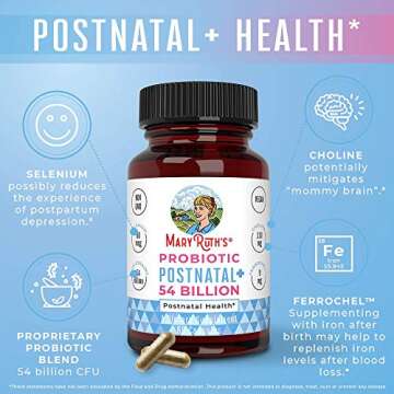 MaryRuth Organics Postnatal Probiotics for Breastfeeding Women | Nursing Probiotic Capsules with Vitamins | Minerals & Antioxidants | 54 Billion CFU | Non-GMO | Vegan | 30 Servings