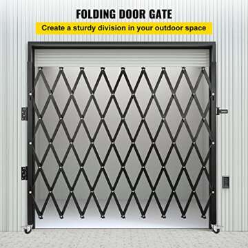 VEVOR Single Folding Security Gate, 87" H x 85" W Folding Door Gate, Steel Accordion Security Gate, Flexible Expanding Security Gate, 360° Rolling Barricade Gate, Scissor Gate/Door with Padlock