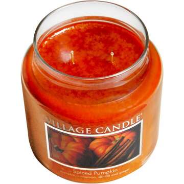 Village Candle Spiced Pumpkin Large Apothecary Jar, Scented Candle, 21.25 oz.