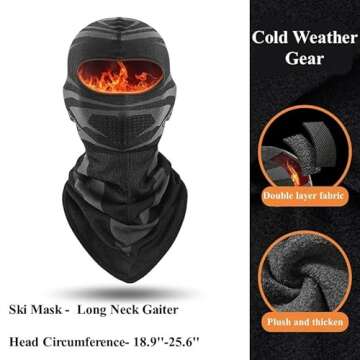 Ski Mask for Men Women, Winter Balaclava Face Mask, Cold Weather Gear for Skiing, Snowboarding, Motorcycle Riding Running Wind Protection