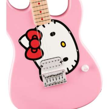 Limited Edition Hello Kitty Stratocaster with Gig Bag, Hello Kitty Graphic Pickguard, Maple Fingerboard, Pink