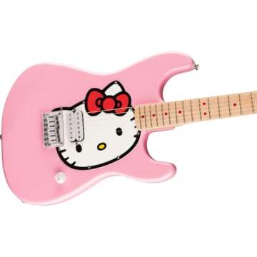 Limited Edition Hello Kitty Stratocaster with Gig Bag, Hello Kitty Graphic Pickguard, Maple Fingerboard, Pink