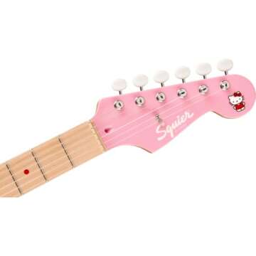 Limited Edition Hello Kitty Stratocaster with Gig Bag, Hello Kitty Graphic Pickguard, Maple Fingerboard, Pink