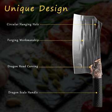 Dragon Cleaver Knife - 7.6" Heavy Duty Chef Knife