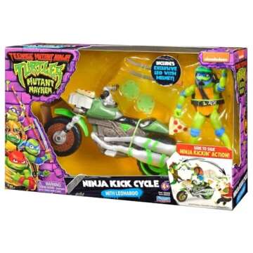 Teenage Mutant Ninja Turtles: Mutant Mayhem Ninja Kick Cycle with Exclusive Leonardo Figure by Playmates Toys