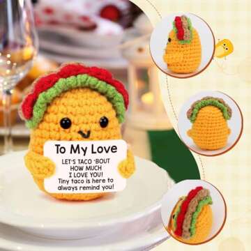 Boyfriend Valentines Day Gifts for Her Him Girlfriend Wife Husband Birthday Unique Gift Ideas, Handmade Crochet Positive Taco I Love You Gifts Couples Anniversary Christmas Small Gifts - To My Love