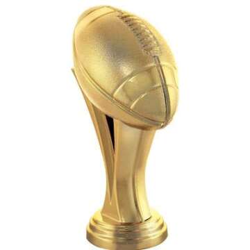 Crown Awards Football Trophies with Custom Engraving, 7.25" Personalized Gold Football Trophy On Deluxe Round Base 1 Pack