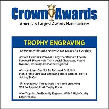 Crown Awards Football Trophies with Custom Engraving, 7.25" Personalized Gold Football Trophy On Deluxe Round Base 1 Pack