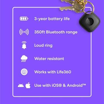 Tile by Life360 Mate - Bluetooth Tracker for Keys & Phone