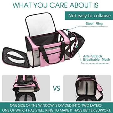 Prodigen Pet Carrier Airline Approved Pet Carrier Dog Carriers for Small Dogs, Cat Carriers for Small Cats Medium Cats, Small Pet Carrier Small Dog Carrier Cat Pet Travel Carrier -Pink,M