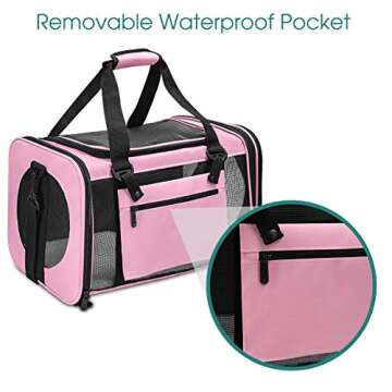 Prodigen Pet Carrier Airline Approved Pet Carrier Dog Carriers for Small Dogs, Cat Carriers for Small Cats Medium Cats, Small Pet Carrier Small Dog Carrier Cat Pet Travel Carrier -Pink,M