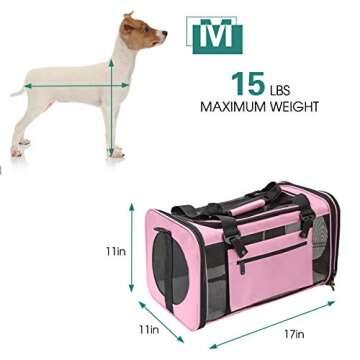 Prodigen Pet Carrier Airline Approved Pet Carrier Dog Carriers for Small Dogs, Cat Carriers for Small Cats Medium Cats, Small Pet Carrier Small Dog Carrier Cat Pet Travel Carrier -Pink,M