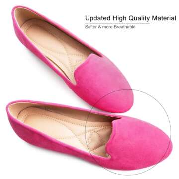 SAILING LU Women Round Toe Flats Comfortable Ballet Flat Shoes for Women Dressy Slip-ons Loafers Rose Size 9.5