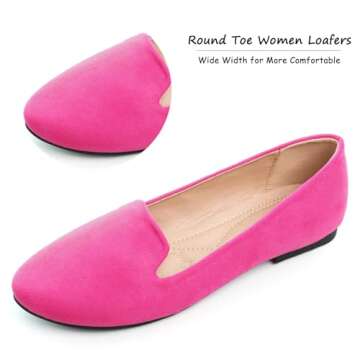 SAILING LU Women Round Toe Flats Comfortable Ballet Flat Shoes for Women Dressy Slip-ons Loafers Rose Size 9.5