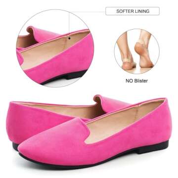 SAILING LU Women Round Toe Flats Comfortable Ballet Flat Shoes for Women Dressy Slip-ons Loafers Rose Size 9.5