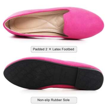 SAILING LU Women Round Toe Flats Comfortable Ballet Flat Shoes for Women Dressy Slip-ons Loafers Rose Size 9.5