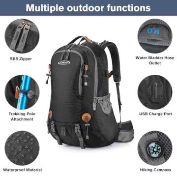 G4Free 50L Hiking Backpack Waterproof Daypack Outdoor Camping Climbing Backpack with Rain Cover for Men Women