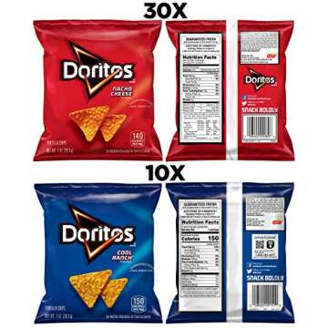 Doritos Flavored Tortilla Chips, Favorites Variety Pack (Nacho Cheese and Cool Ranch), 1 Ounce (Pack of 40)