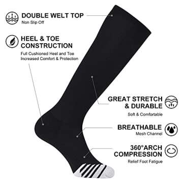 FITRELL 2 Pack Baseball Socks Soccer Softball Socks for Kids Youth Men & Women Over-the-Calf Knee High Football Socks, nfl, Black, X-Small