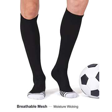 FITRELL 2 Pack Baseball Socks Soccer Softball Socks for Kids Youth Men & Women Over-the-Calf Knee High Football Socks, nfl, Black, X-Small