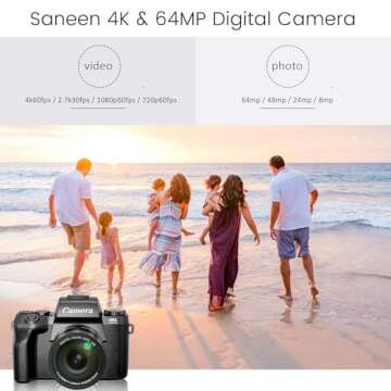 Saneen Digital Camera, 4k Cameras for Photography & Video