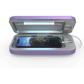 PhoneSoap 3 UV Cell Phone Sanitizer and Dual Universal Cell Phone Charger | Patented and Clinically Proven 360 Degree UV Light Sanitizer | Cleans and Charges All Phones (Periwinkle)