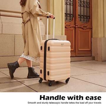 Coolife Luggage 3 Piece Set Suitcase Spinner Hardshell Lightweight TSA Lock (apricot white, 3 piece set(20in24in28in))