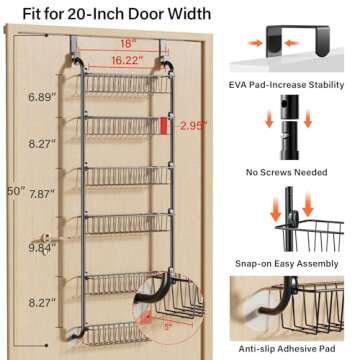 Delamu Over the Door Pantry Organizer - Versatile Metal Storage Solution for Your Kitchen