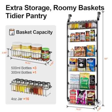 Delamu Over Door Pantry Organizer - Metal Storage Solution