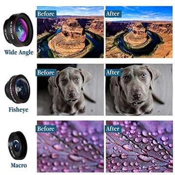 Empire of Electronics Phone Camera Lens Kit for iPhone, Samsung & Cell Phones | 3 in 1 Fisheye Lens, Wide Angle Lens and Macro Lens Attachment | Travel Size plus Accessories