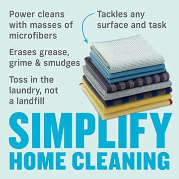 E-Cloth Home Cleaning Set with Microfiber Cleaning Cloths for Cars, Bathroom, Kitchen, & More - Microfiber Towels That Clean with No Added Chemicals - 8 Specialized Cloths in Assorted Colors