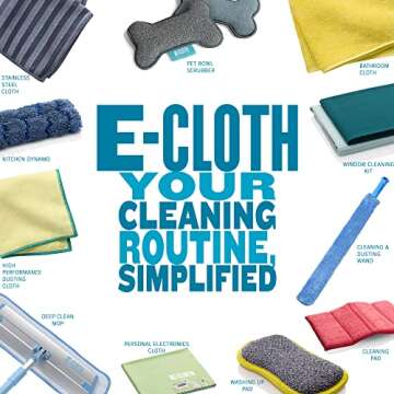 E-Cloth Home Cleaning Set with Microfiber Cleaning Cloths for Cars, Bathroom, Kitchen, & More - Microfiber Towels That Clean with No Added Chemicals - 8 Specialized Cloths in Assorted Colors