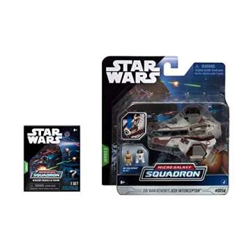 STAR WARS Micro Galaxy Squadron OBI-Wan Kenobi's Jedi Interceptor Mystery Bundle - 3-Inch Light Armor Class and Scout Class Vehicles with Accessories