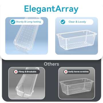 ElegantArray 12 PCS Drawer Organizer Set, 4 Sizes Makeup Vanity Organizer, Clear Plastic Organization and Storage Bins for Makeup, Stationeries, Multiple Gadgets for Kitchen, Bathroom, Office, Bedroom