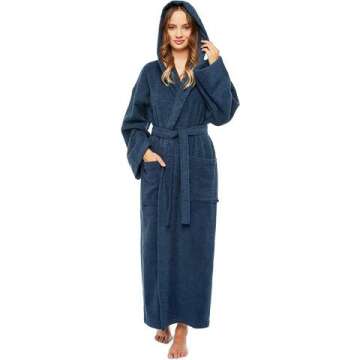 Arus Women's Hooded Classic Bathrobe - Turkish Cotton