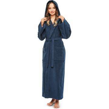 Arus Women's Hooded Classic Bathrobe - Turkish Cotton