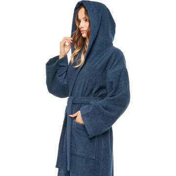 Arus Women's Hooded Classic Bathrobe - Turkish Cotton