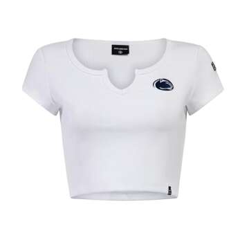 Hype & Vice Cali Tee for Women (Medium) - Penn State University Tailgate Top for Women, Crop Top T-Shirt, College Shirts for Game Days - White