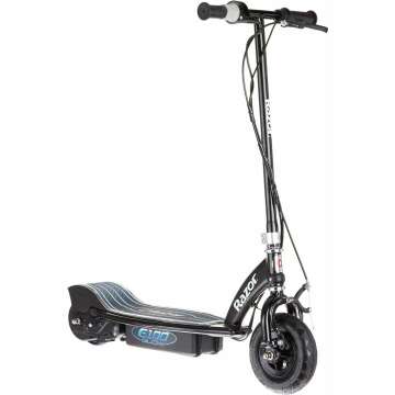 Razor E100 Glow Electric Scooter for Kids Age 8 and Up, LED Light-Up Deck, 8" Air-Filled Front Tire, Up to 40 min Continuous Ride Time