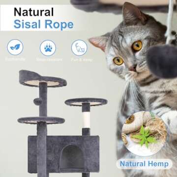 54in Durable Multi-Level Cat Tower & Scratching Post