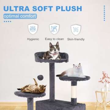 54in Durable Multi-Level Cat Tower & Scratching Post