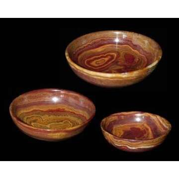 Khan Imports Decorative Onyx Stone Bowl, Large Marble Fruit Bowl Centerpiece - 12 Inch