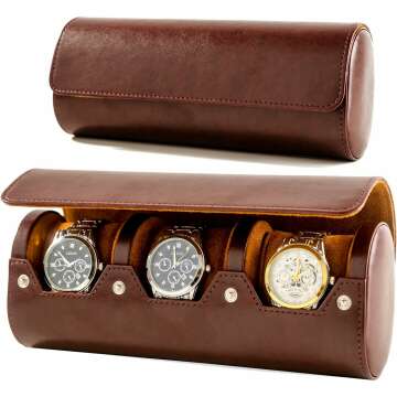 Handcrafted Classic Leather Watch Travel Case - Perfect for Storage & Display