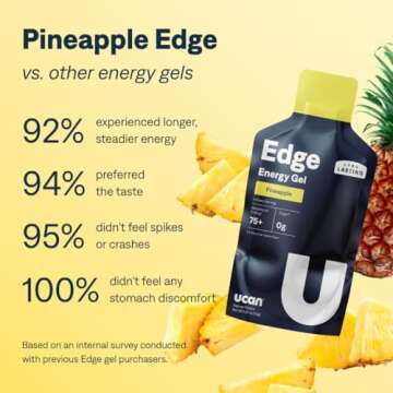 UCAN Edge Energy Gel Shots, Pineapple (12, 1.87 Ounce Packets) for Running, Training, Workouts, Fitness, Cycling, Crossfit | Sugar-Free, Vegan, & Keto Friendly Energy Supplement