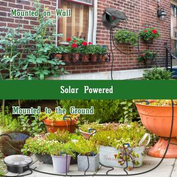 Solar Automatic Drip Irrigation System Kit, DIY Irrigation System for Garden Outdoor/Indoor Gardening System, Plant Watering System Drip Irrigation System, 9 Timing Modes with Anti-Siphon Set