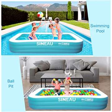 Inflatable Pool for Kids and Adults, Elinoover 120" X 72" X 22" Oversized Thickened Family Swimming Pool for Toddlers, Outdoor, Garden, Backyard, Summer Water Party