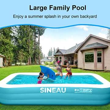 Inflatable Pool for Kids and Adults, Elinoover 120" X 72" X 22" Oversized Thickened Family Swimming Pool for Toddlers, Outdoor, Garden, Backyard, Summer Water Party